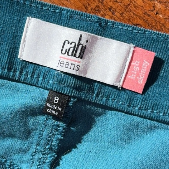 CAbi Moroccan Blue High Rise Skinny Corduroy Pants Style 4137 Size 8 - Picture 5 of 6